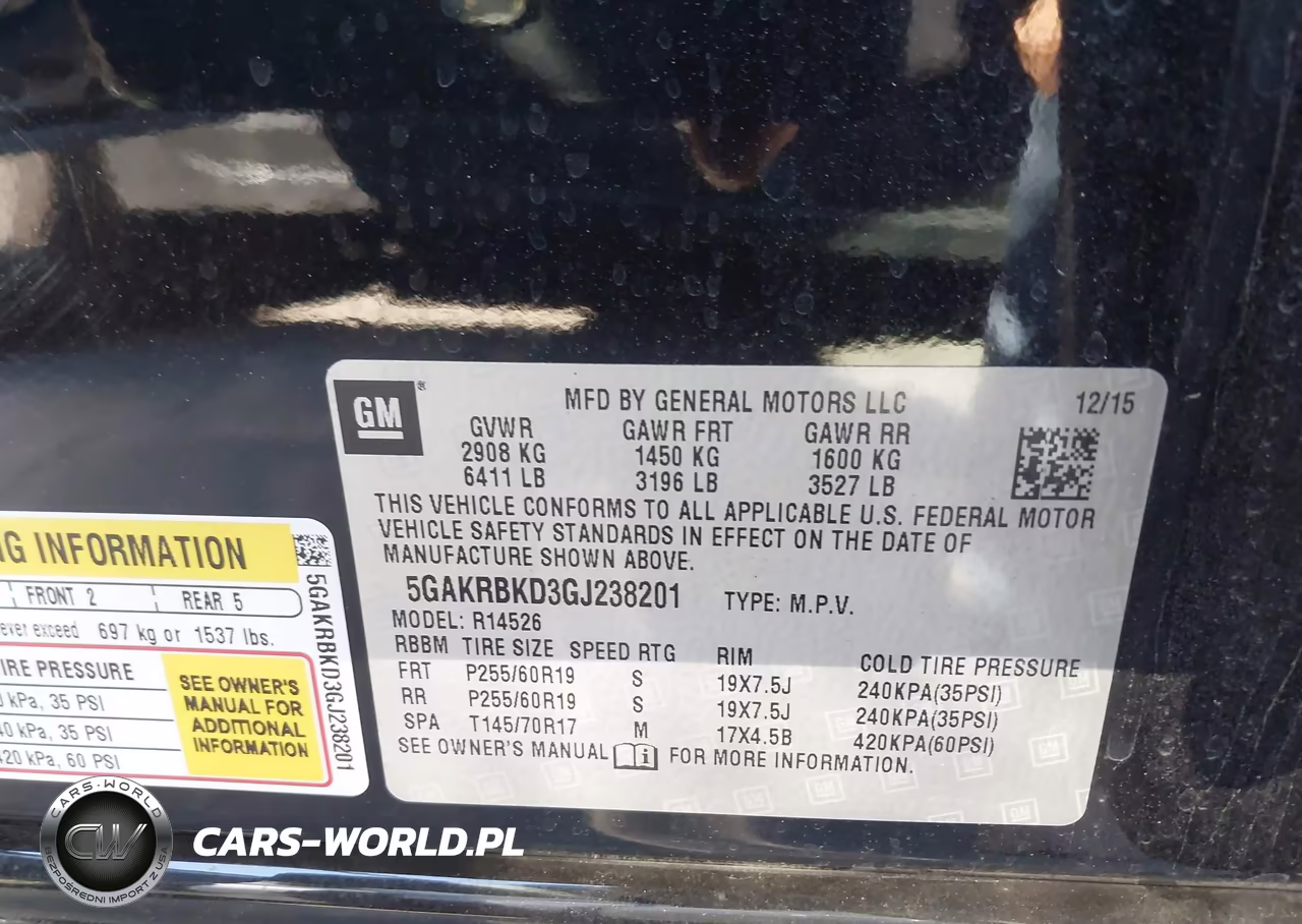 2016 Buick Enclave Leather VIN:5GAKRBKD3GJ238201 - 9