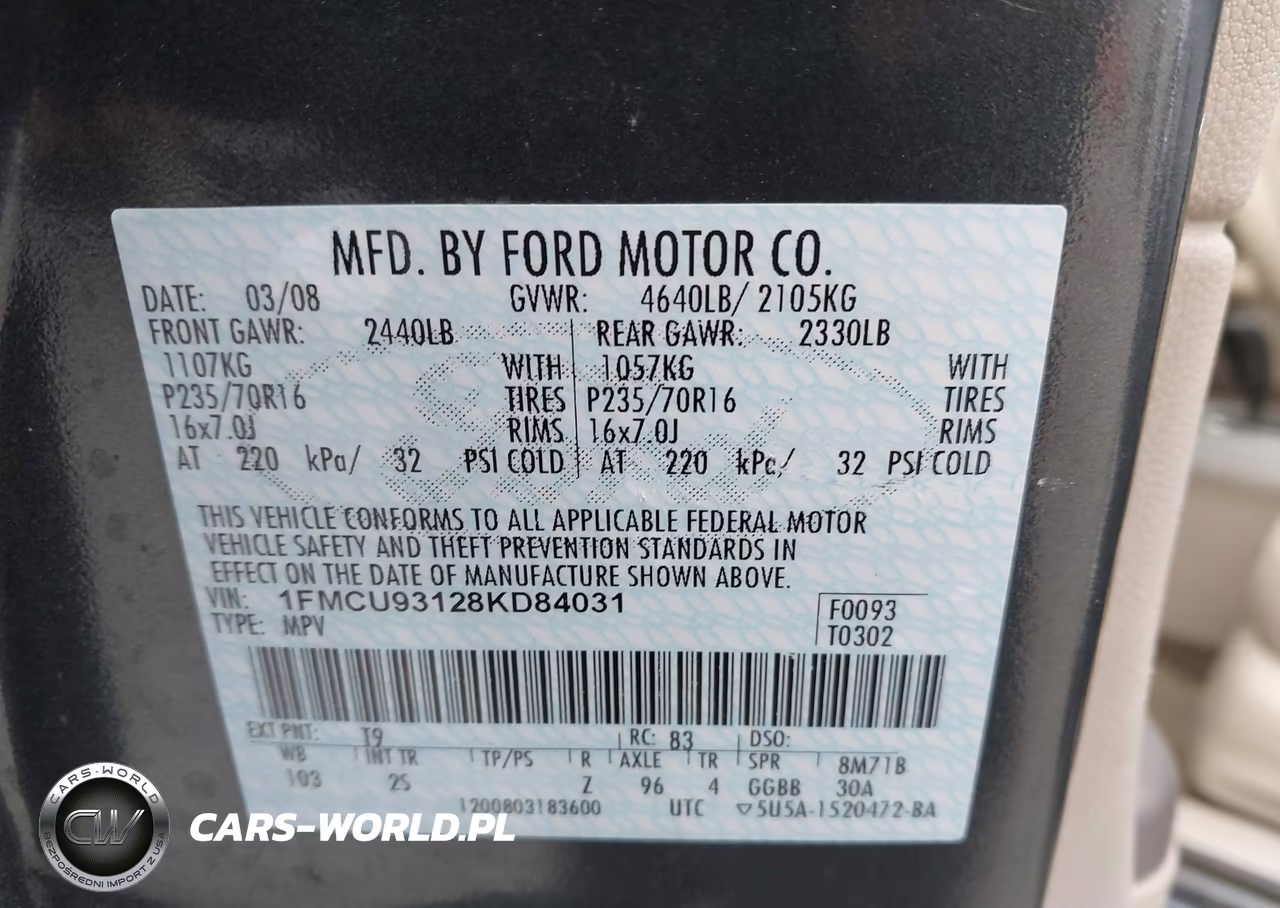 2008 Ford Escape Xlt VIN:1FMCU93128KD84031 - 9