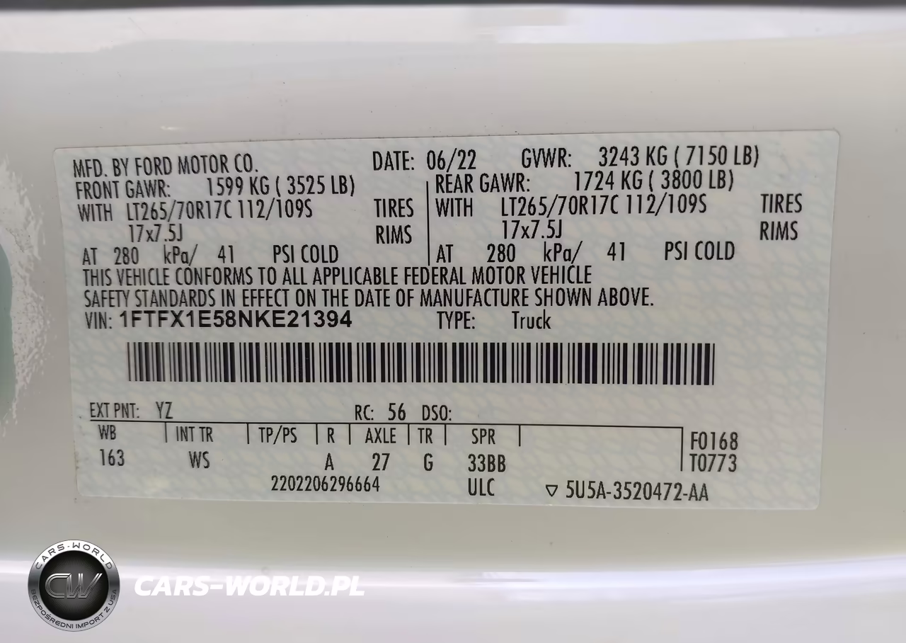 2022 Ford F-150 Xl VIN:1FTFX1E58NKE21394 - 8