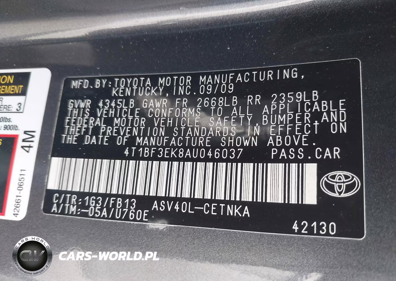 2010 Toyota Camry Le VIN:4T1BF3EK8AU046037 - 9