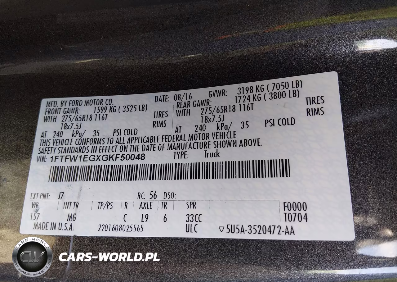 2016 Ford F-150 Xlt VIN:1FTFW1EGXGKF50048 - 9