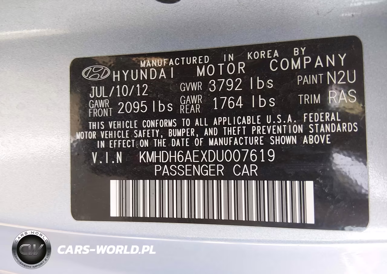 2013 Hyundai Elantra Gs VIN:KMHDH6AEXDU007619 - 9