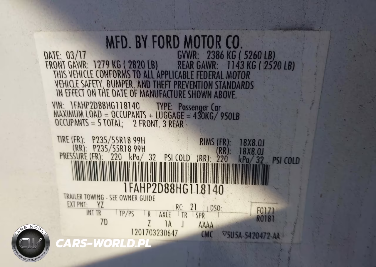2017 Ford Taurus Se VIN:1FAHP2D88HG118140 - 9