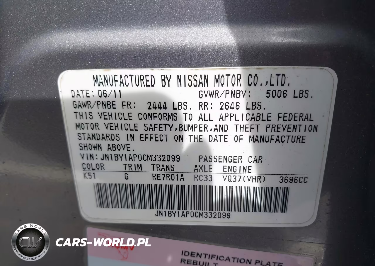 2012 Infiniti M37 VIN:JN1BY1AP0CM332099 - 9