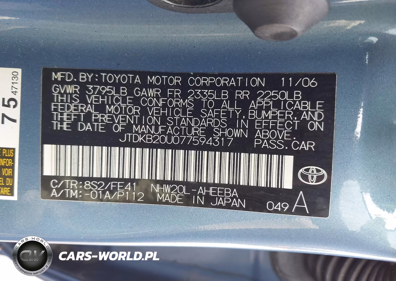 2007 Toyota Prius VIN:JTDKB20U077594317 - 9