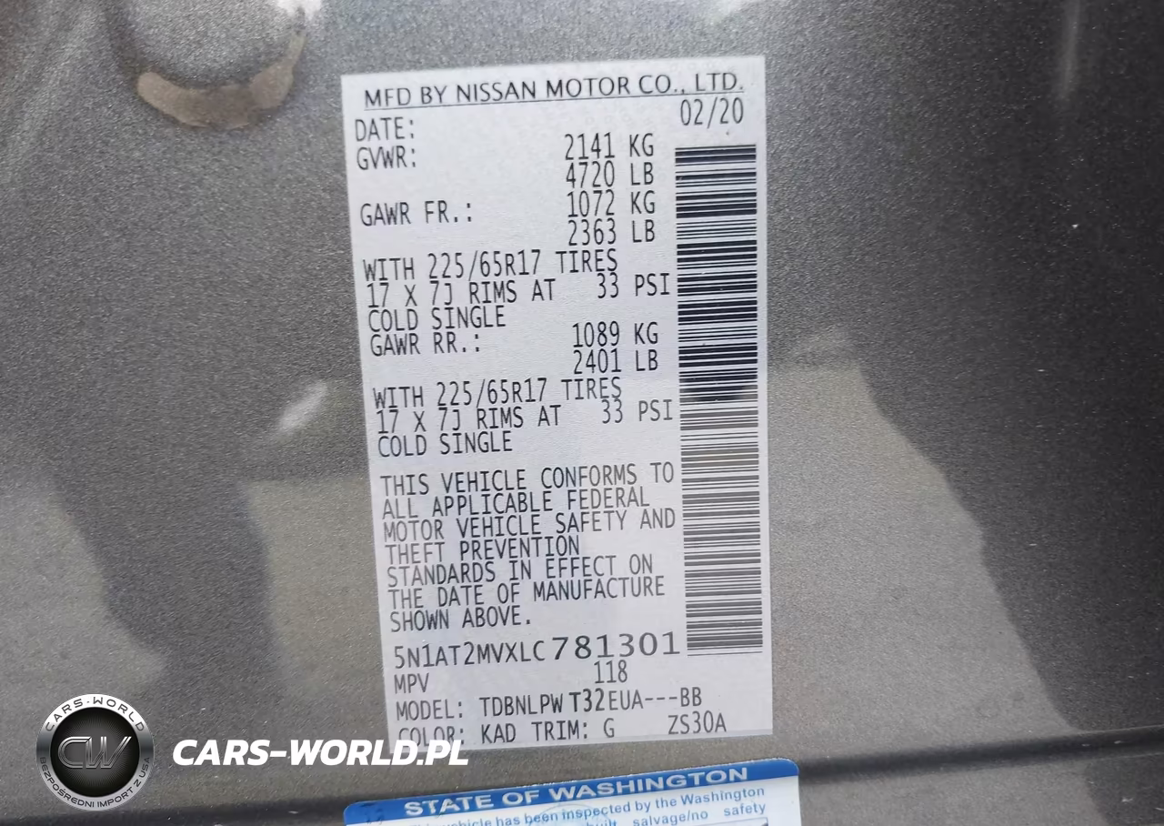 2020 Nissan Rogue S VIN:5N1AT2MVXLC781301 - 9