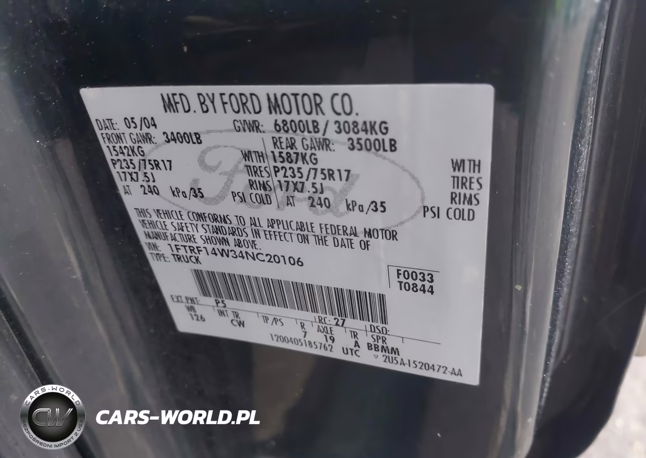 2004 Ford F-150 Stx-Xl-Xlt VIN:1FTRF14W34NC20106 - 9