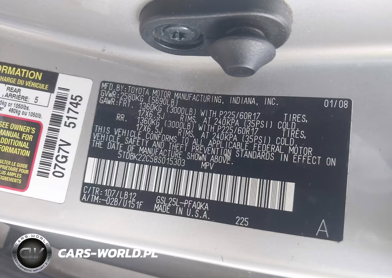 2008 Toyota Sienna Limited VIN:5TDBK22C58S015303 - 9