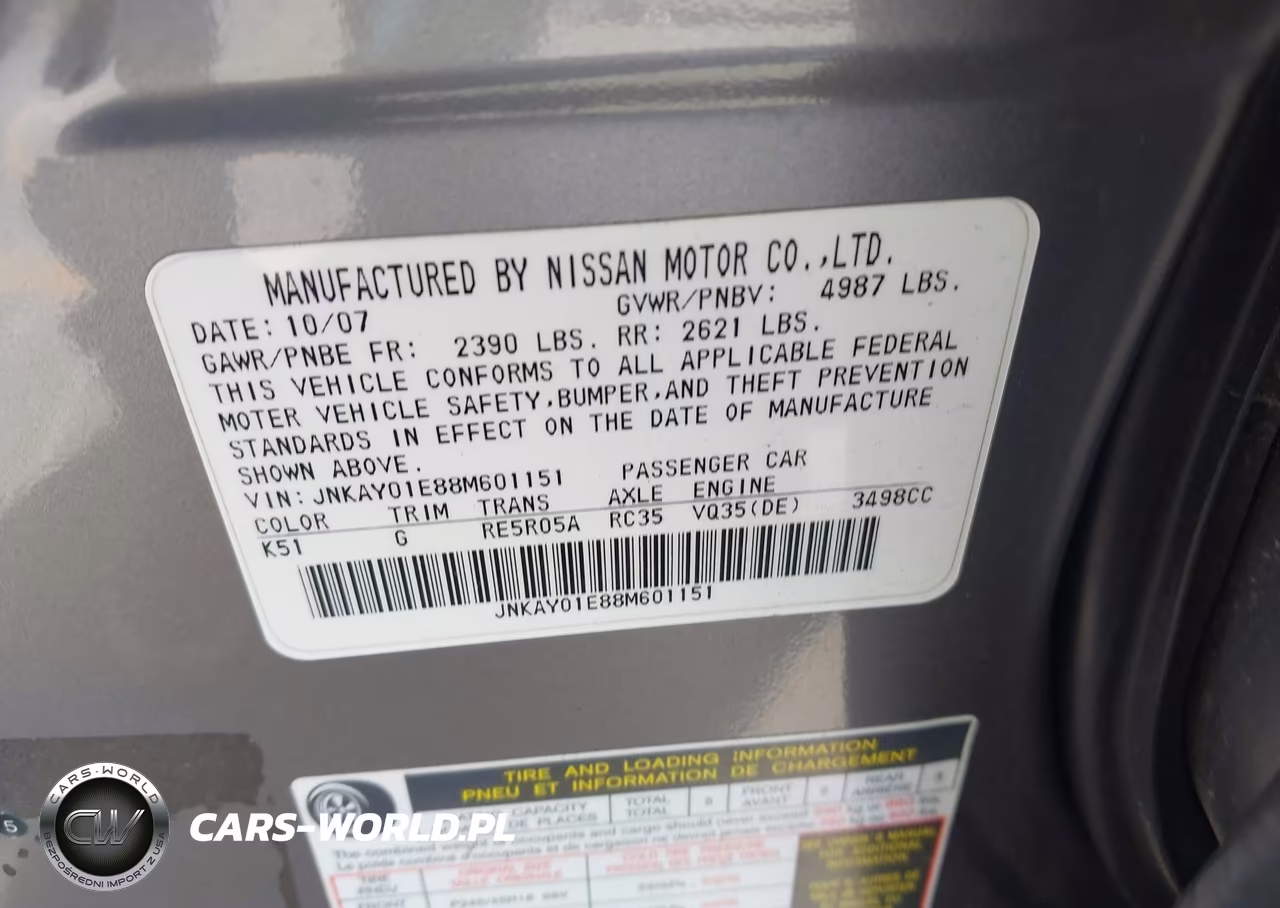 2008 Infiniti M35 VIN:JNKAY01E88M601151 - 9