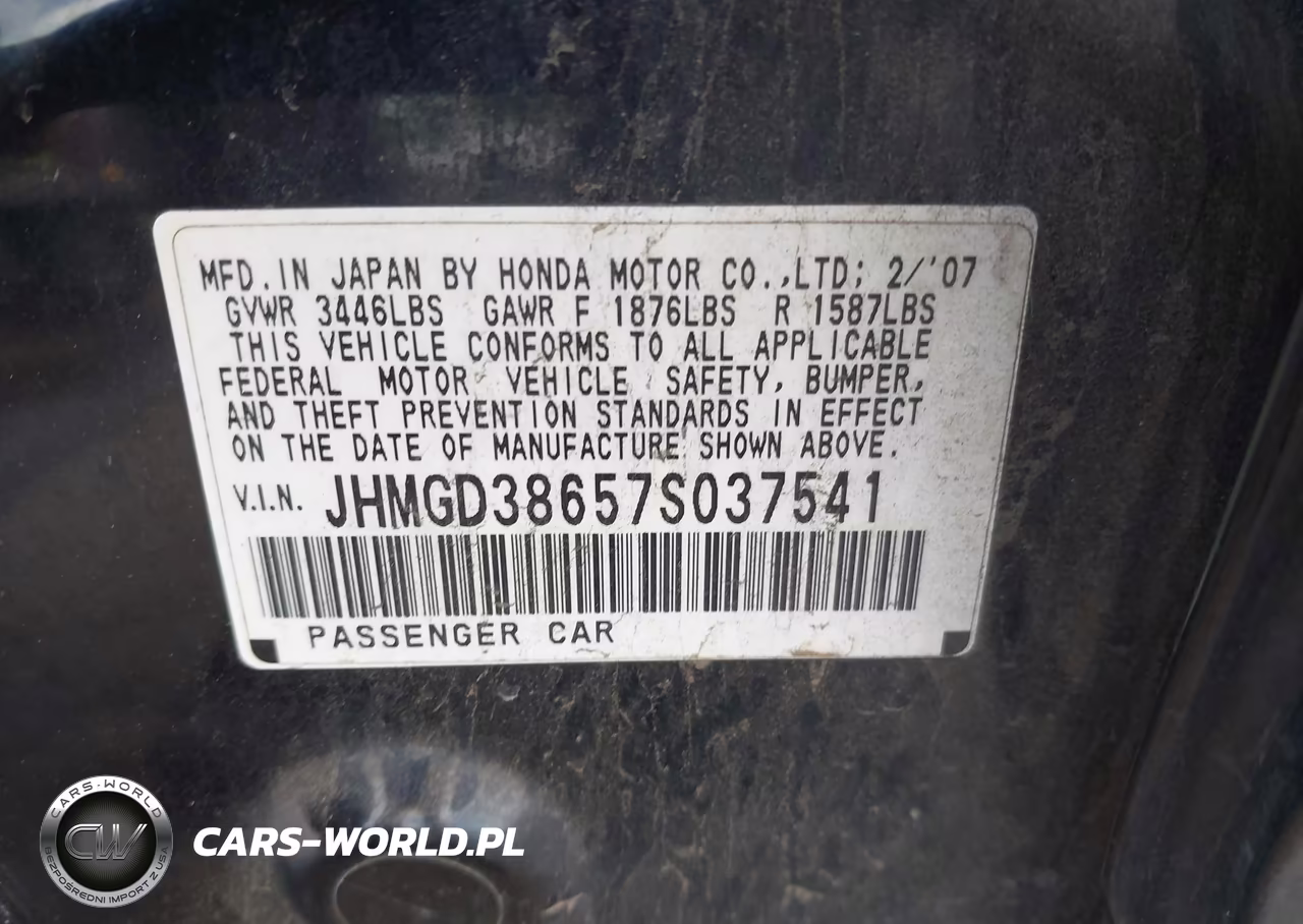 2007 Honda Fit Sport VIN:JHMGD38657S037541 - 9