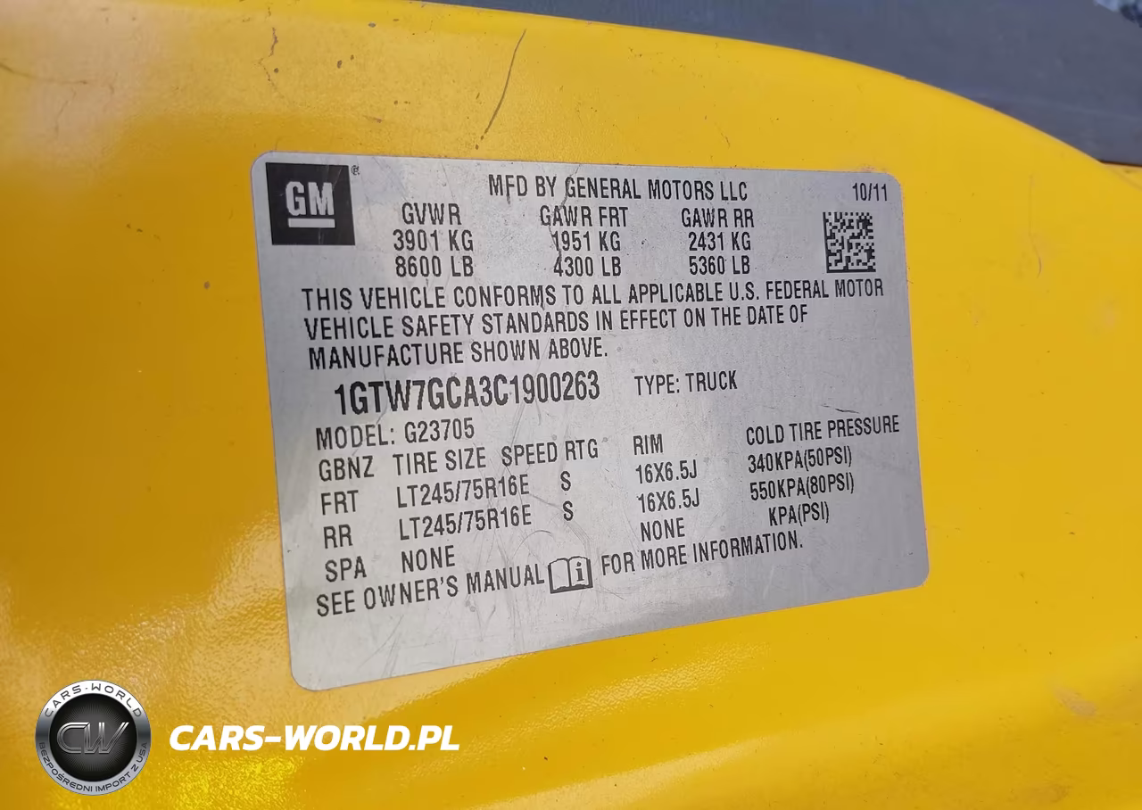 2012 GMC Savana 2500 Work Van VIN:1GTW7GCA3C1900263 - 9