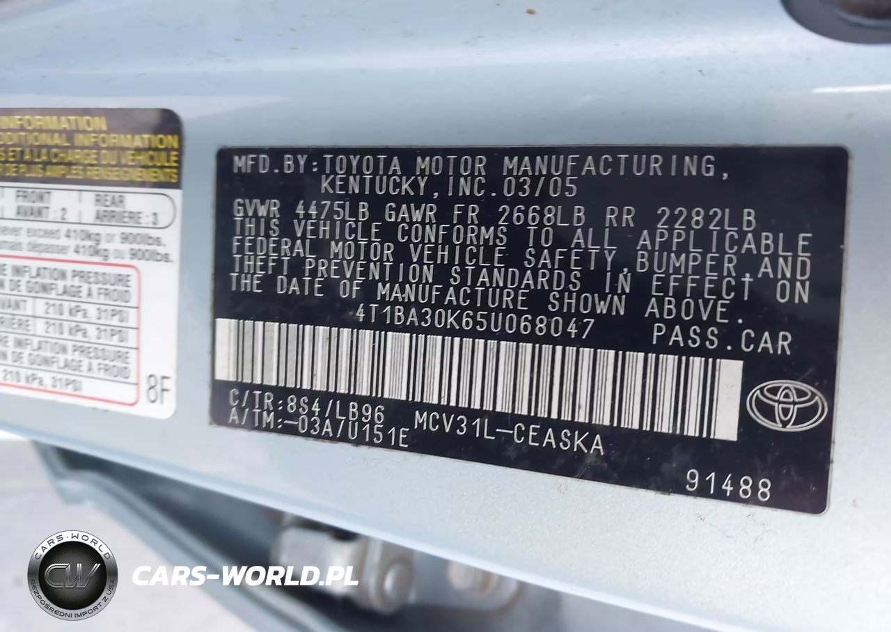 2005 Toyota Camry Se V6 VIN:4T1BA30K65U068047 - 9