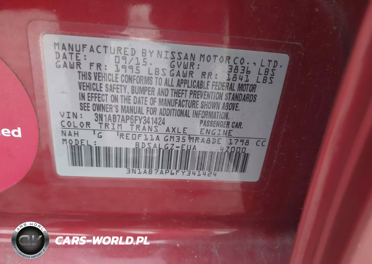 2015 Nissan Sentra Sl VIN:3N1AB7AP6FY341424 - 9