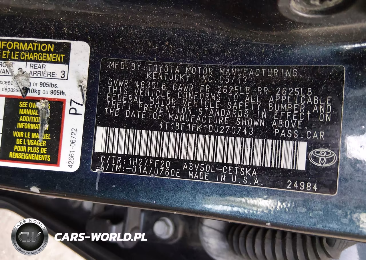 2013 Toyota Camry Se VIN:4T1BF1FK1DU270743 - 9
