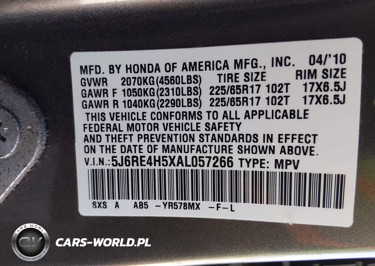 2010 Honda Cr-V Ex VIN:5J6RE4H5XAL057266 - 9