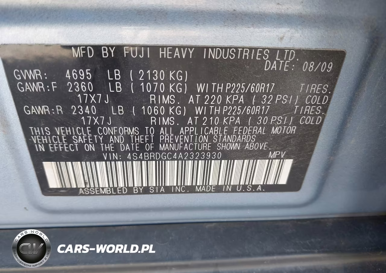 2010 Subaru Outback 3.6R Premium VIN:4S4BRDGC4A2323930 - 9