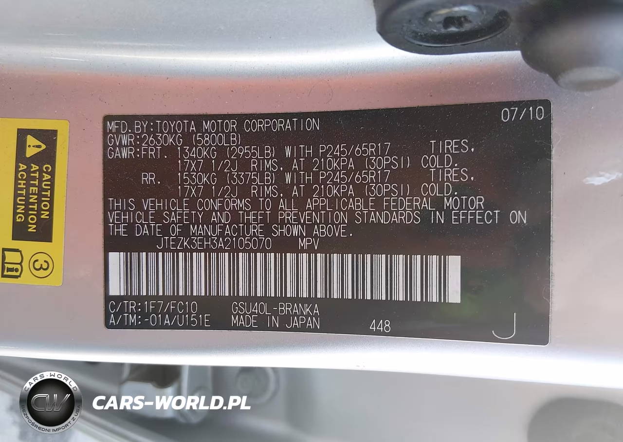 2010 Toyota Highlander Base V6 VIN:JTEZK3EH3A2105070 - 9
