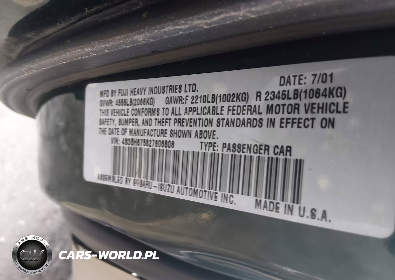 2002 Subaru Outback VIN:4S3BH675827606808 - 9