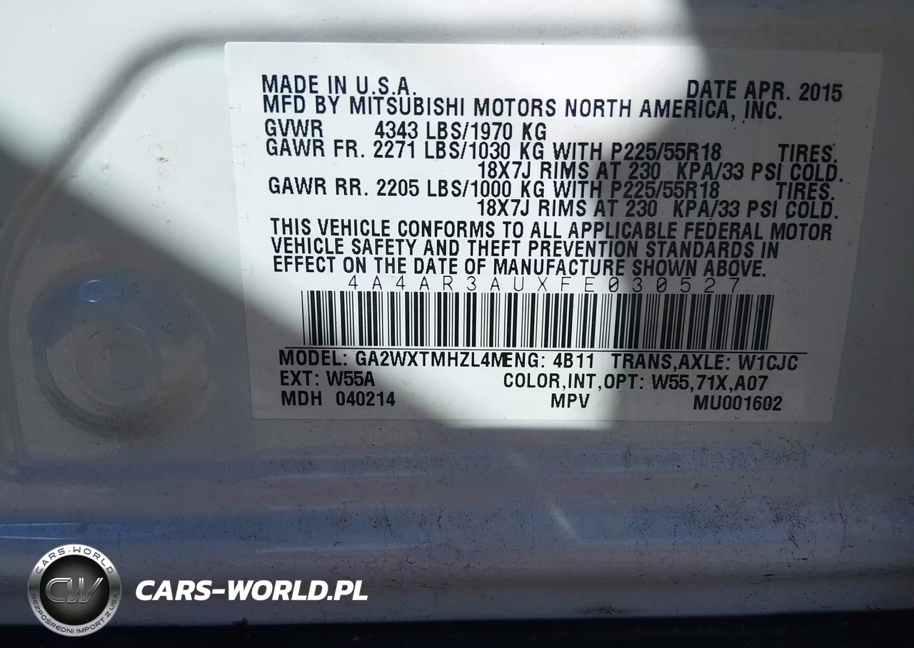 2015 Mitsubishi Outlander Sport Es VIN:4A4AR3AUXFE030527 - 9