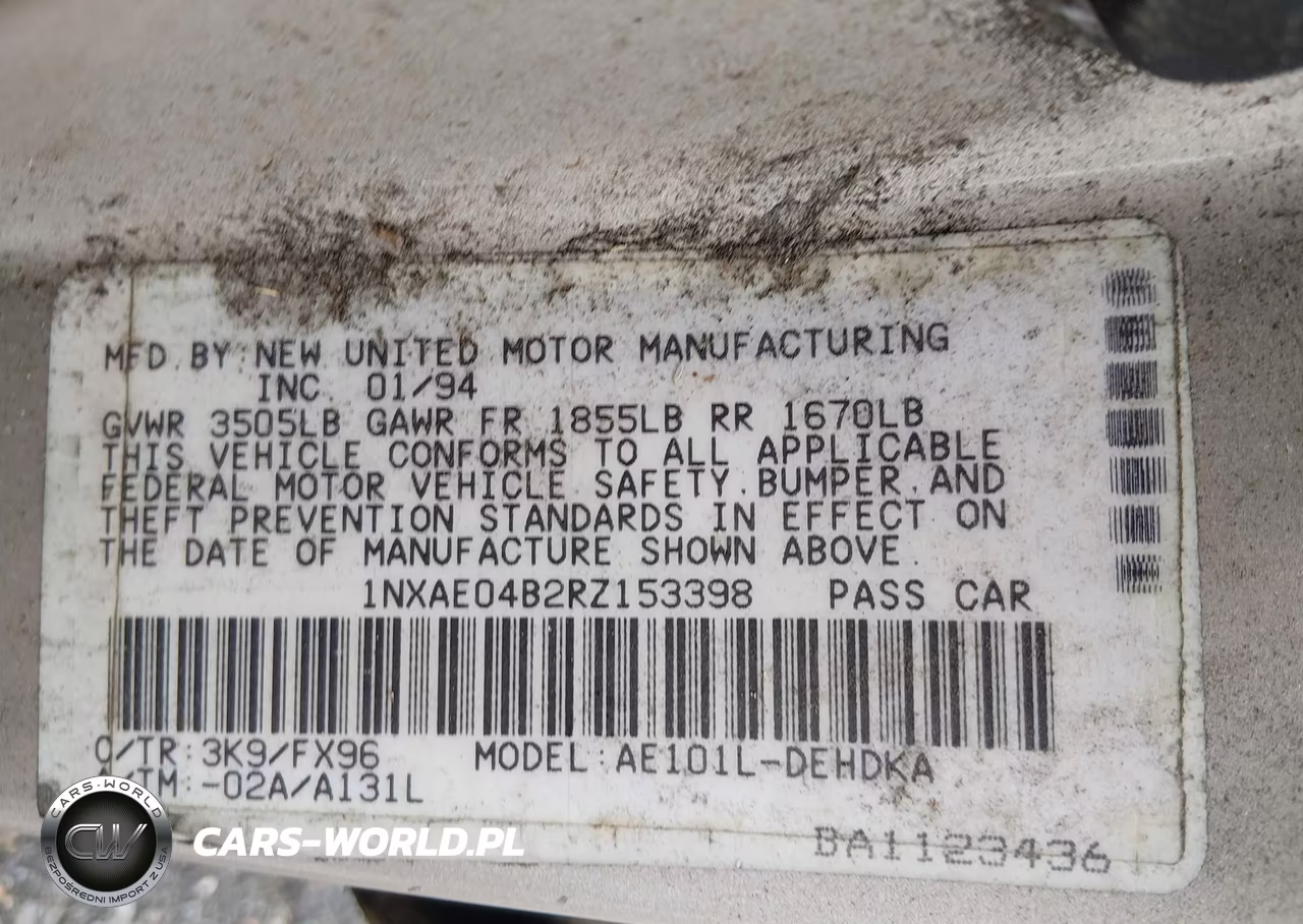 1994 Toyota Corolla VIN:1NXAE04B2RZ153398 - 9