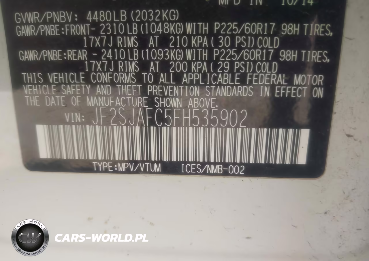 2015 Subaru Forester 2.5I Premium VIN:JF2SJAFC5FH535902 - 9