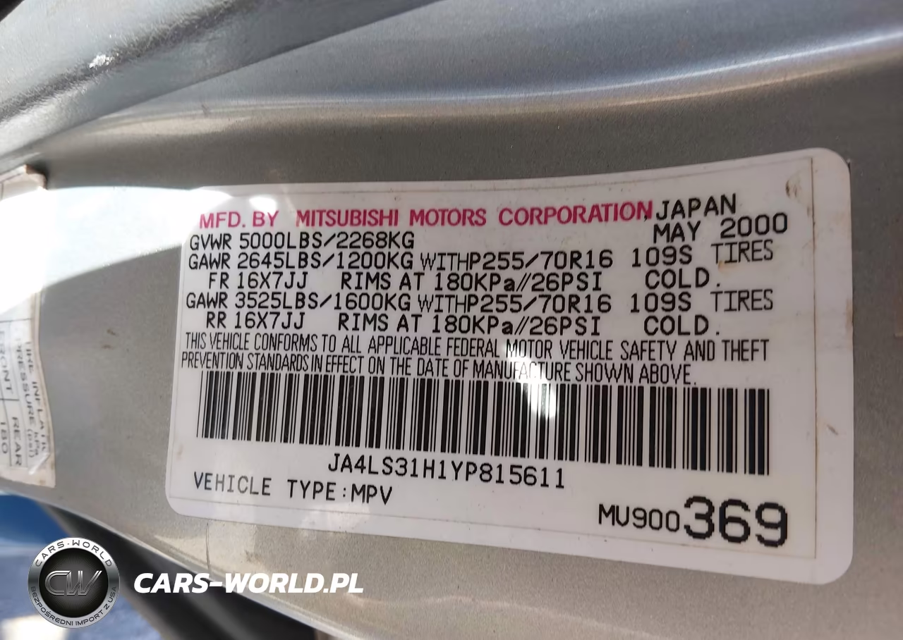 2000 Mitsubishi Montero Sport Ls-Xls VIN:JA4LS31H1YP815611 - 9