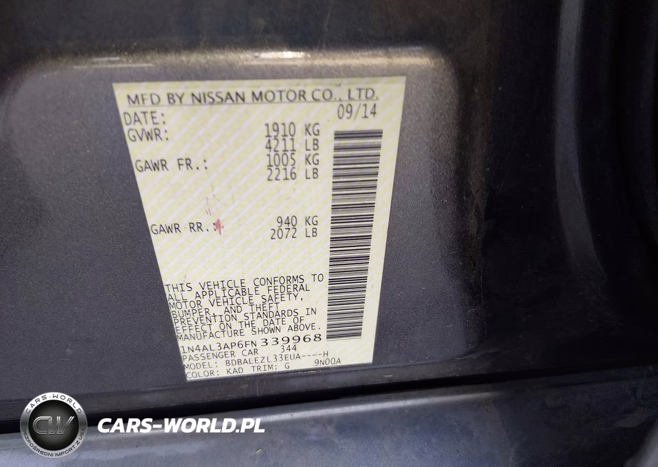2015 Nissan Altima 2.5 S VIN:1N4AL3AP6FN339968 - 9