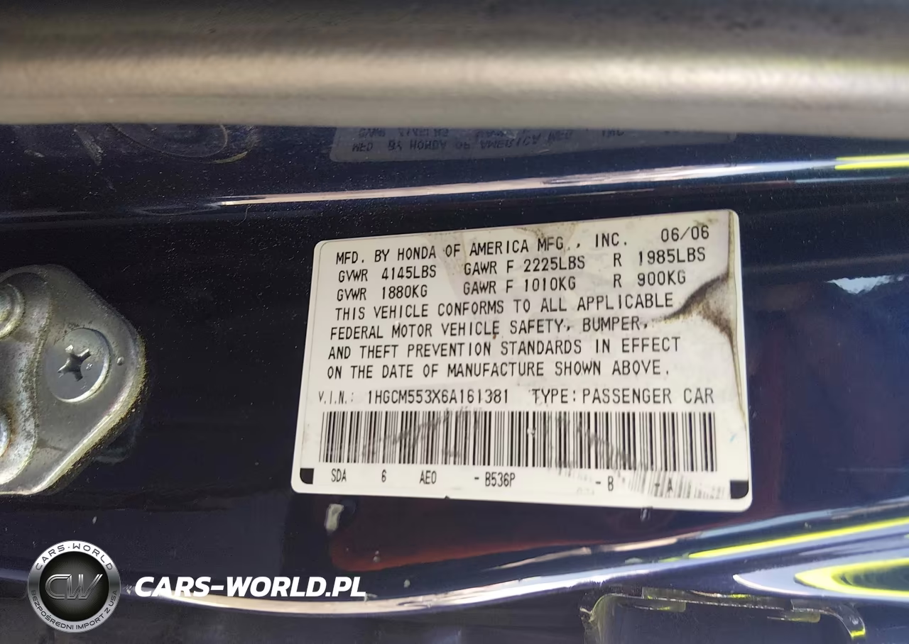 2006 Honda Accord 2.4 Se VIN:1HGCM553X6A161381 - 9
