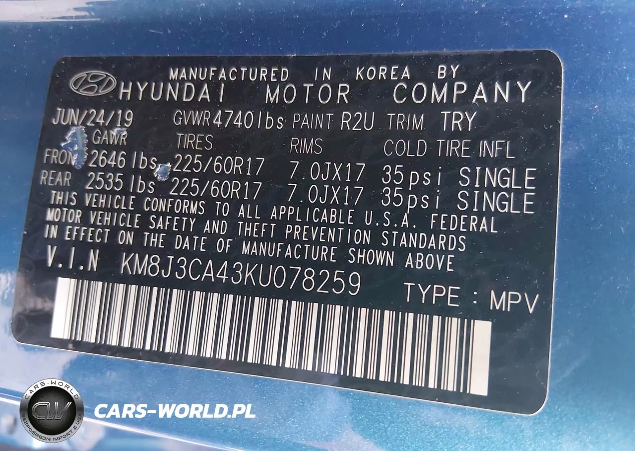 2019 Hyundai Tucson Value VIN:KM8J3CA43KU078259 - 9