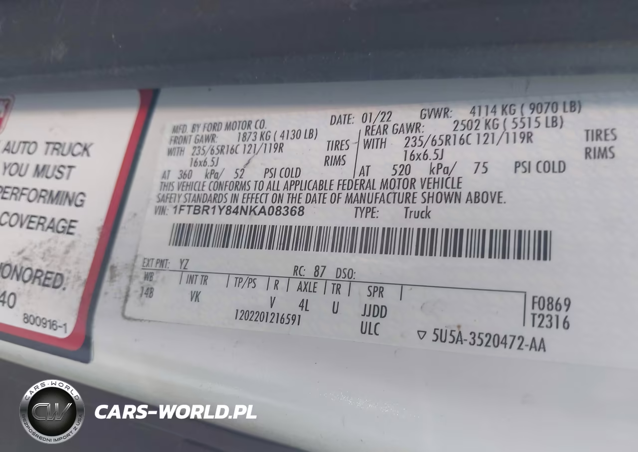 2022 Ford Transit-250 VIN:1FTBR1Y84NKA08368 - 9