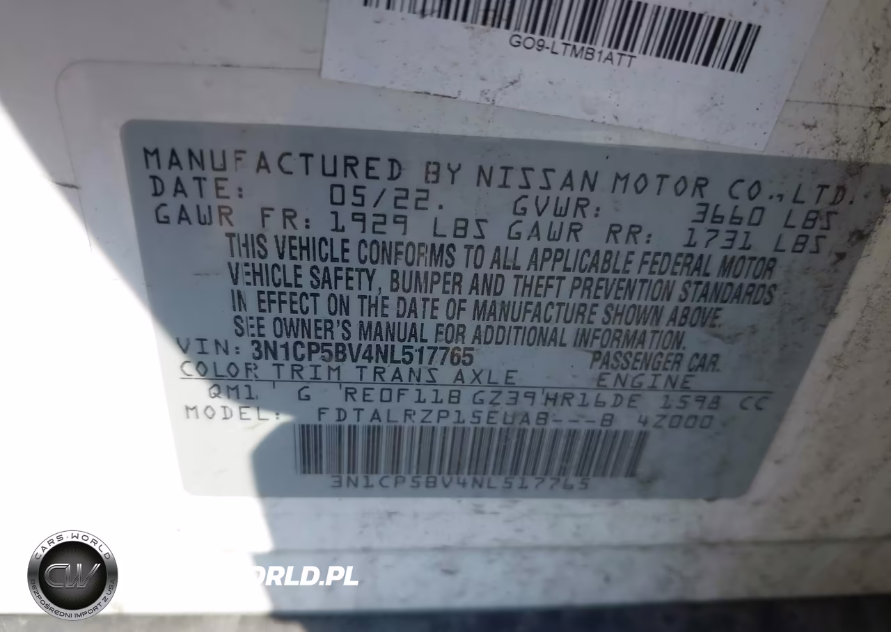 2022 Nissan Kicks S Xtronic Cvt VIN:3N1CP5BV4NL517765 - 9