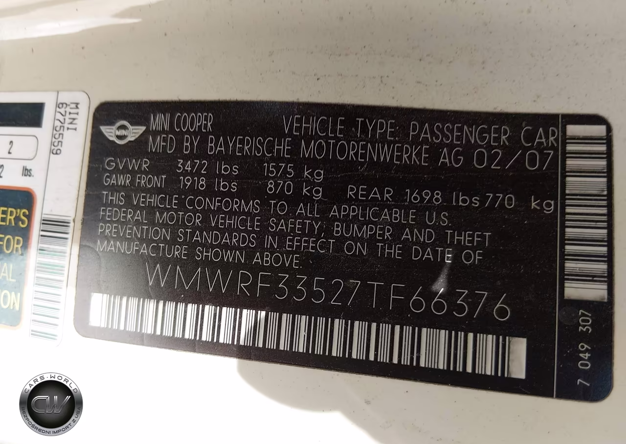 2007 Mini Cooper VIN:WMWRF33527TF66376 - 9