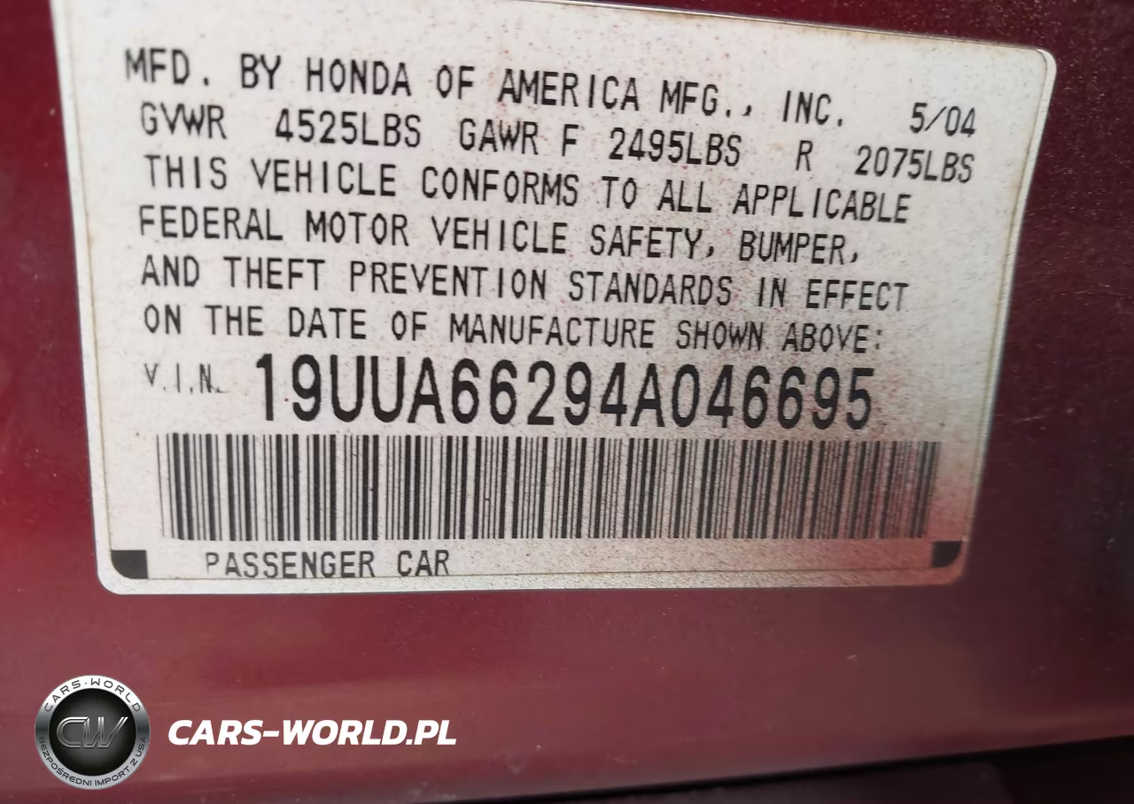 2004 Acura Tl VIN:19UUA66294A046695 - 9