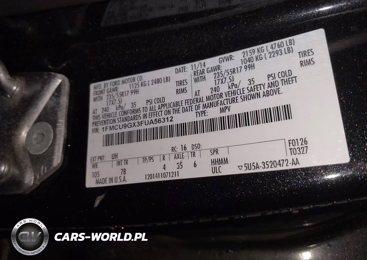 2015 Ford Escape Se VIN:1FMCU9GX3FUA56312 - 9