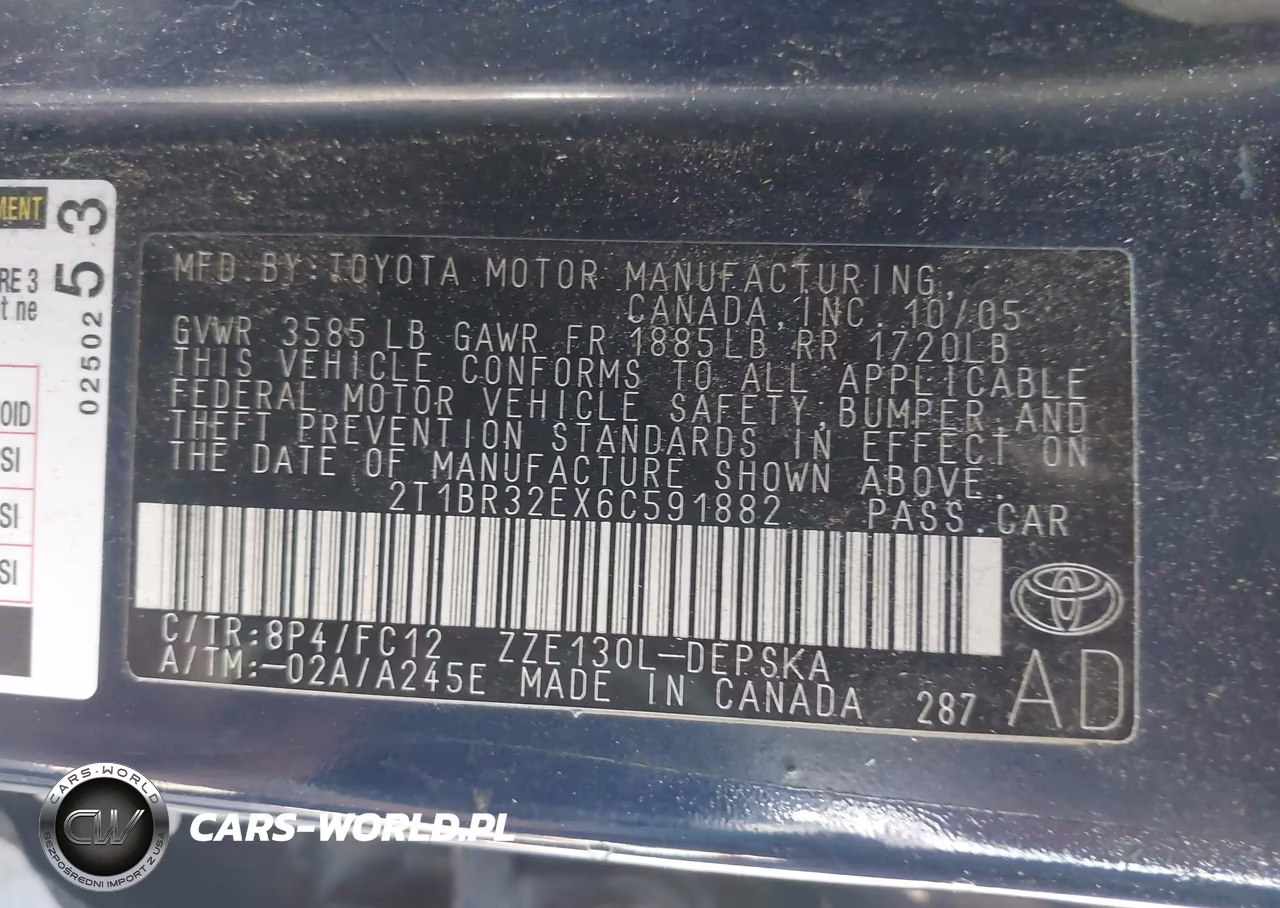 2006 Toyota Corolla S VIN:2T1BR32EX6C591882 - 9