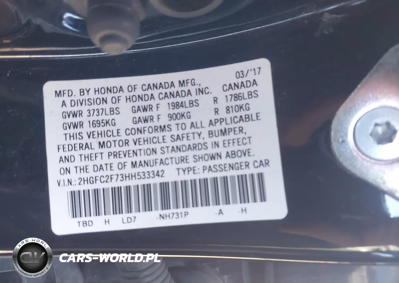 2017 Honda Civic Ex VIN:2HGFC2F73HH533342 - 9