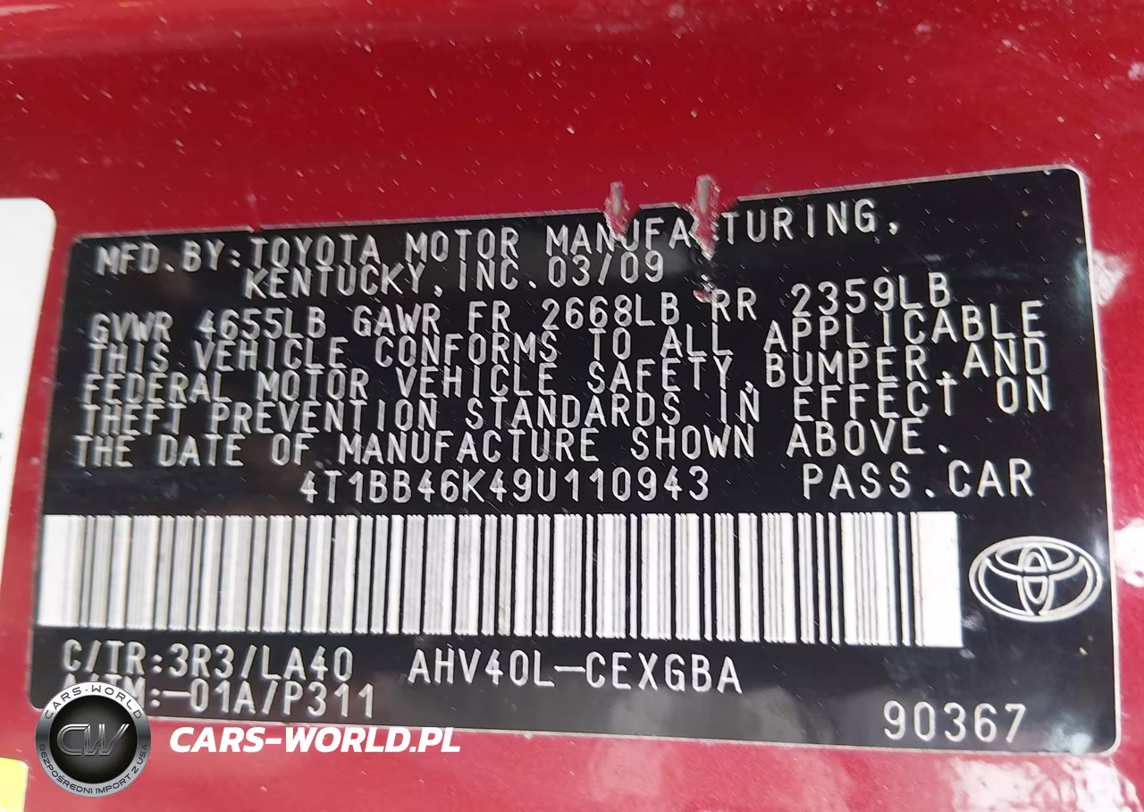 2009 Toyota Camry Hybrid VIN:4T1BB46K49U110943 - 9