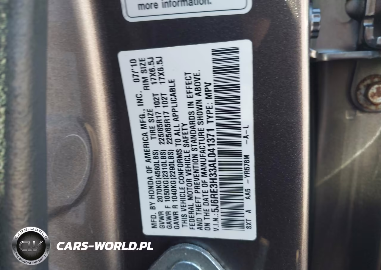 2010 Honda Cr-V Lx VIN:5J6RE3H33AL041371 - 9
