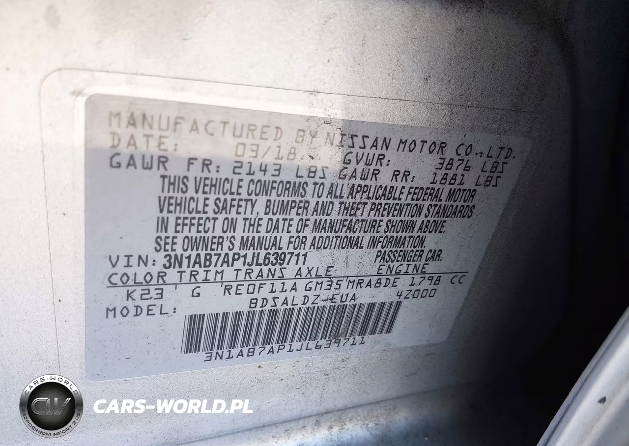 2018 Nissan Sentra Sv VIN:3N1AB7AP1JL639711 - 9