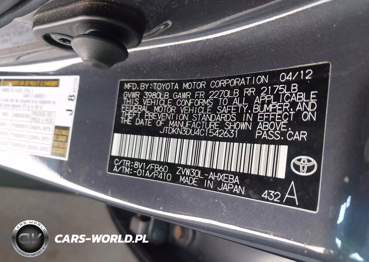2012 Toyota Prius Three VIN:JTDKN3DU4C1542631 - 9
