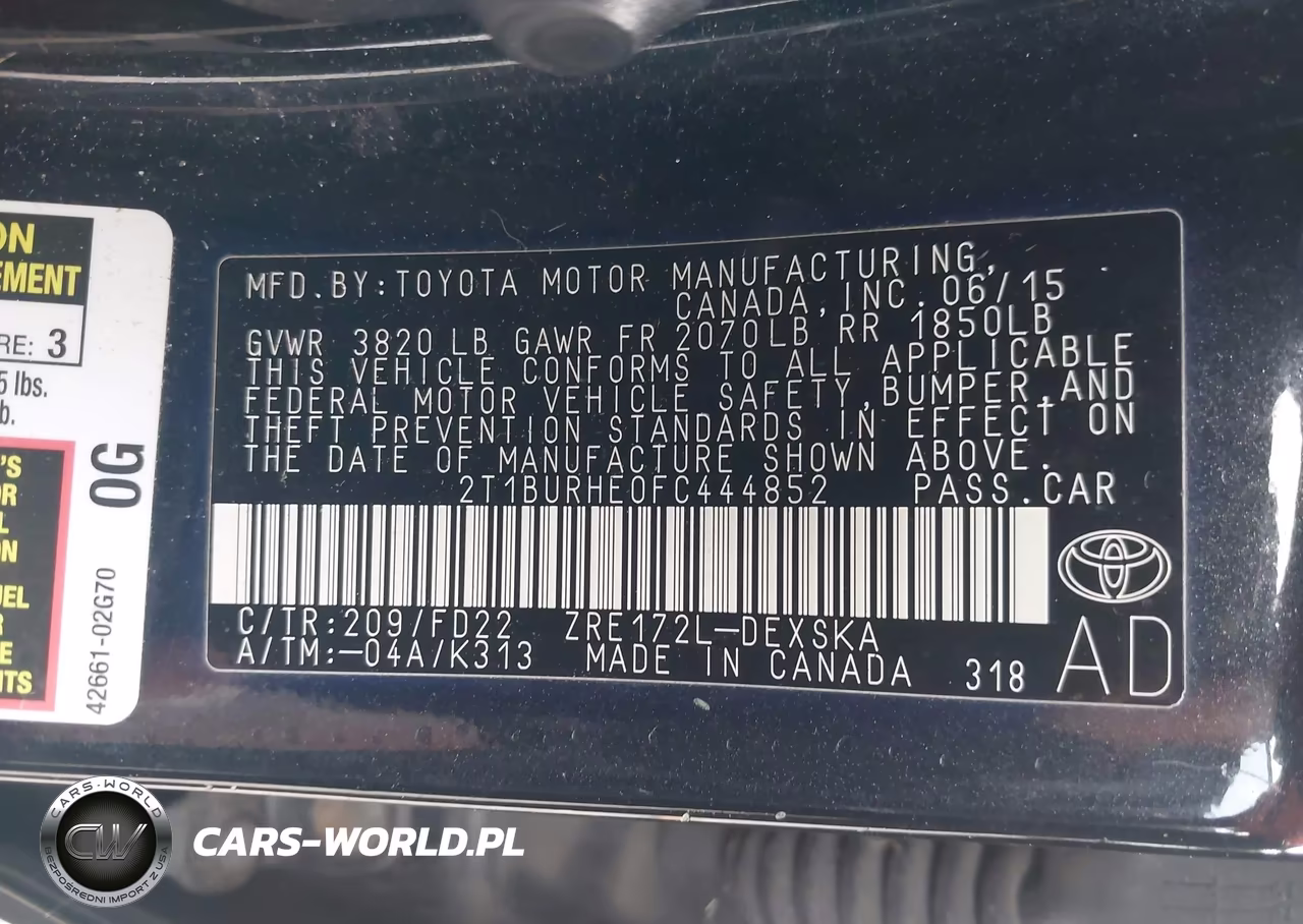 2015 Toyota Corolla L-Le-Le Pls-Prm-S-S Pls VIN:2T1BURHE0FC444852 - 9
