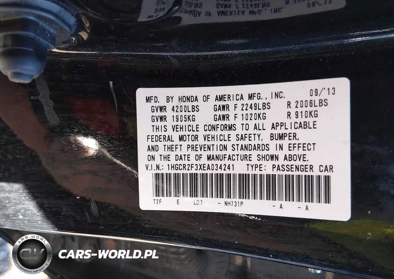 2014 Honda Accord Lx VIN:1HGCR2F3XEA034241 - 9