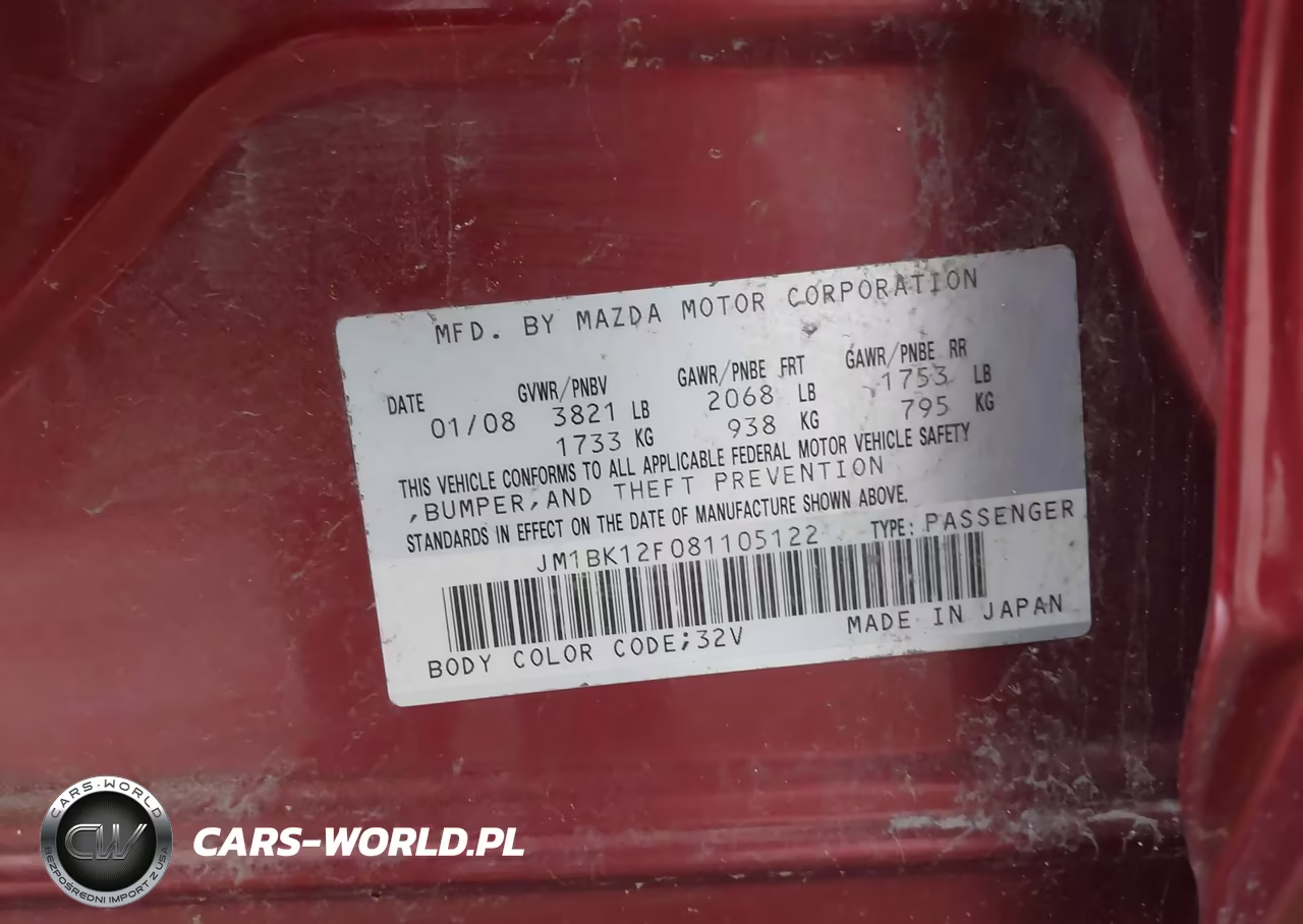 2008 Mazda Mazda3 I Sport VIN:JM1BK12F081105122 - 9