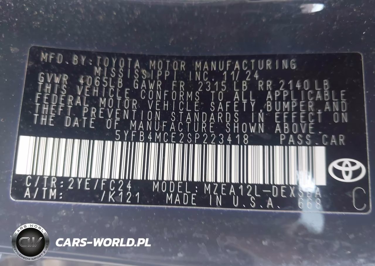 2025 Toyota Corolla Fx VIN:5YFB4MCE2SP223418 - 9