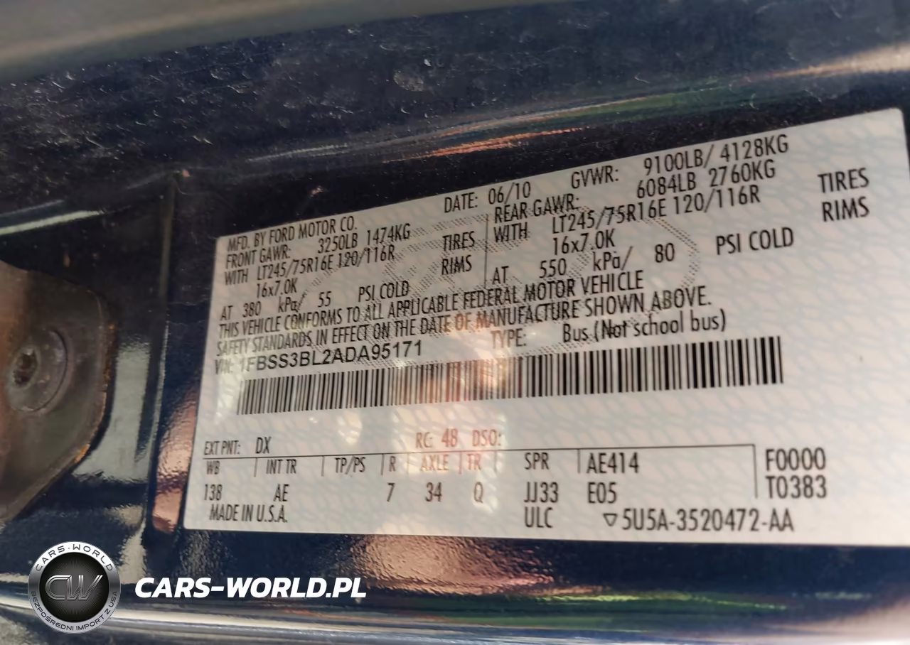 2010 Ford E-350 Super Duty Xl-Xlt VIN:1FBSS3BL2ADA95171 - 9