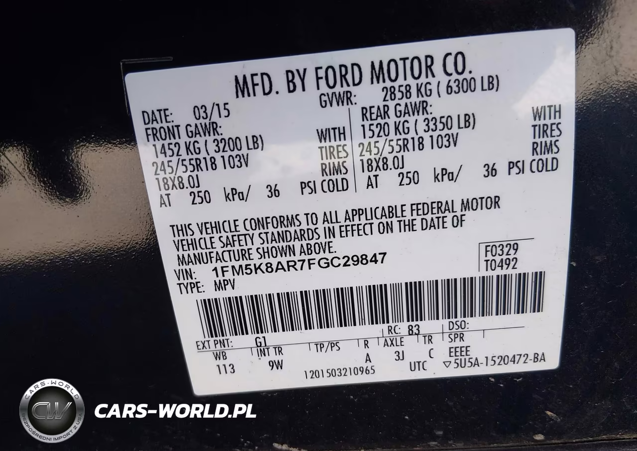 2015 Ford Utility Police Interceptor VIN:1FM5K8AR7FGC29847 - 9