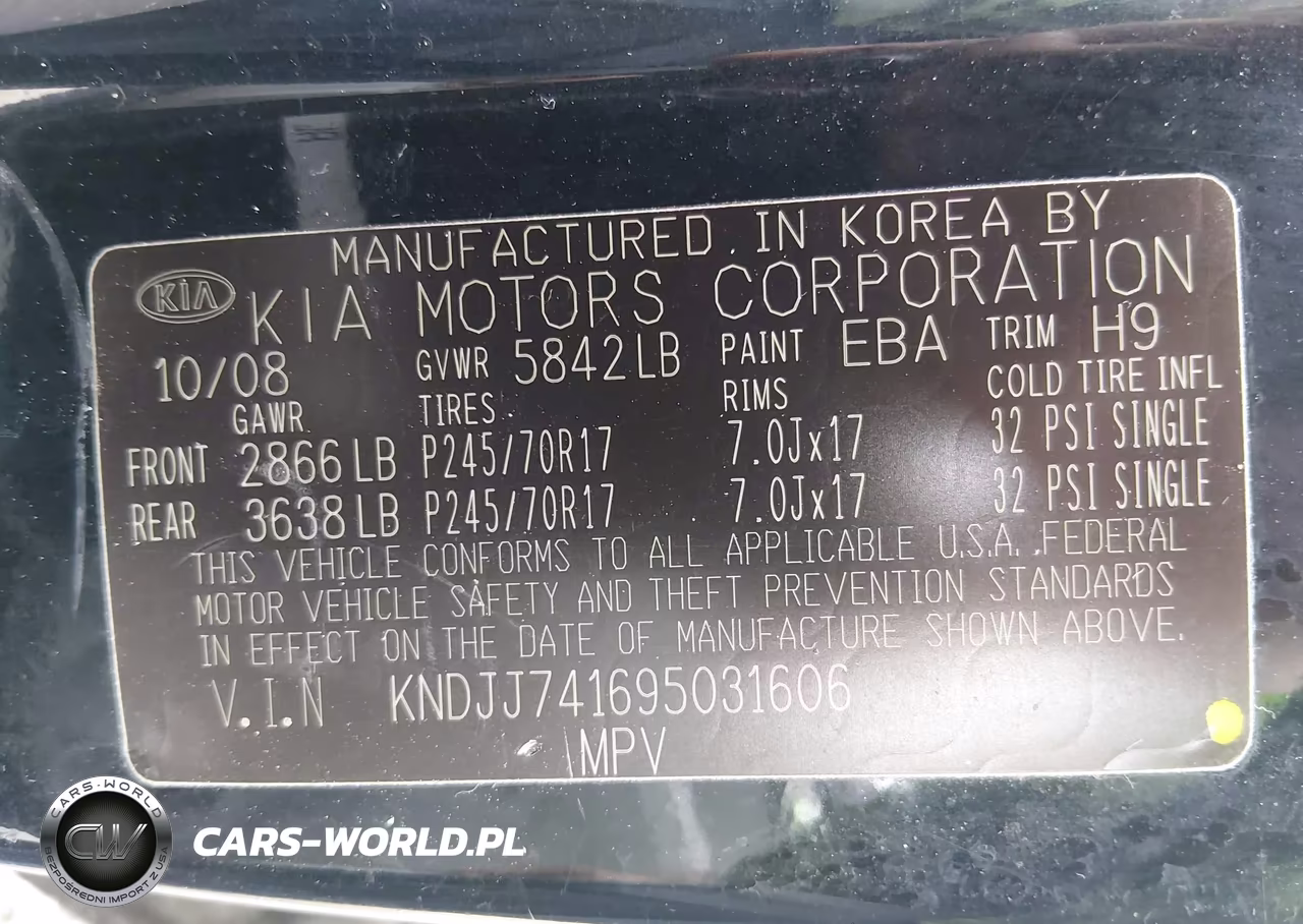 2009 Kia Borrego Lx VIN:KNDJJ741695031606 - 9