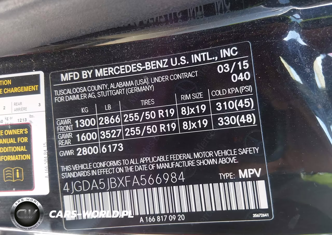 2015 Mercedes-Benz Ml 350 VIN:4JGDA5JBXFA566984 - 9