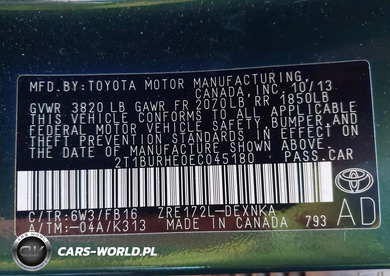 2014 Toyota Corolla Le VIN:2T1BURHE0EC045180 - 9