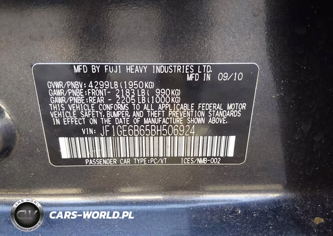 2011 Subaru Impreza 2.5I Premium VIN:JF1GE6B65BH506924 - 9